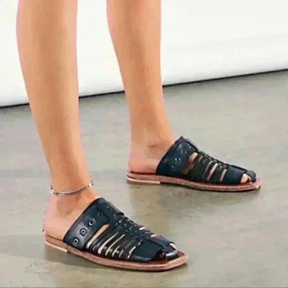 Free People Angler Huarache Leather Mule Sandals Black Size 36. - Picture 1 of 4